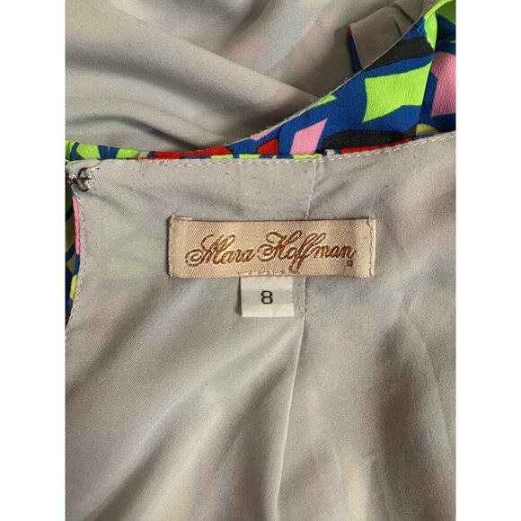 Mara Hoffman Blue Green Red Printed Sleeveless Keyhole Mini Dress - 8 - Picture 9 of 10